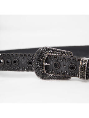 Women's Kippys Black Studded Rhinestone Western Belt Sz 34